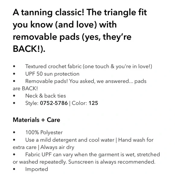 NWT Aerie Cream Crochet Bikini Top The Sun-Lover Crochet Bikini Top size large - Picture 5 of 7